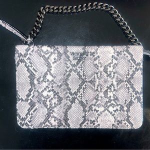 Victoria's Secret Snakeskin Print Faux Leather w/ Zipper Clutch Tote Bag